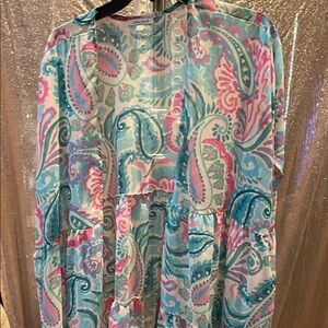 White Birch Multicolor Patterned Top/cardigan